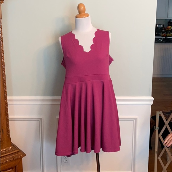 scallop plunge skater dress